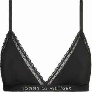 Tommy Hilfiger Women's TH Tonal Logo Lace Unlined Triangle Bra, Black - Size: 14 Tommy Hilfiger Women's TH Tonal Logo Lace Unlined Triangle Bra, Black - Size: 14