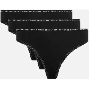 Tommy Hilfiger Women's 3-Pack Lace Trim Microfibre Thongs, Black - Size: 10 Tommy Hilfiger Women's 3-Pack Lace Trim Microfibre Thongs, Black - Size: 10