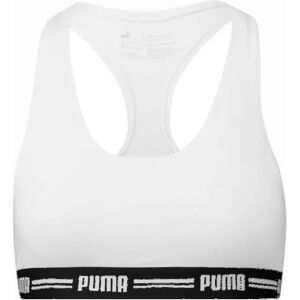 Puma Women's Striped Logo Racerback Bra Top, White - Size: XS Puma Women's Striped Logo Racerback Bra Top, White - Size: XS