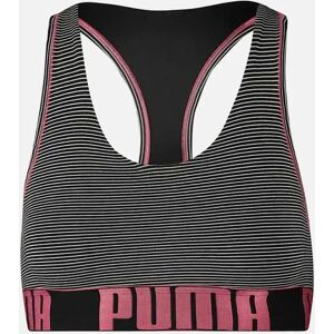 Puma Women's Cotton Modal Stretch Mini Stripe Bralette, Black / Pink - Size: 10/8 Puma Women's Cotton Modal Stretch Mini Stripe Bralette, Black / Pink - Size: 10/8