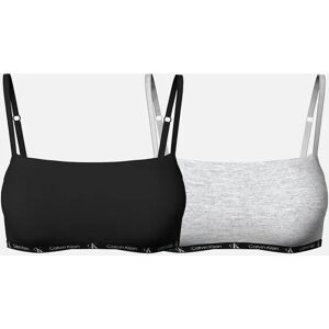 Calvin Klein Women's 2-Pack CK 1996 Unlined String Bralettes, Black/Grey - Size: L Calvin Klein Women's 2-Pack CK 1996 Unlined String Bralettes, Black/Grey - Size: L