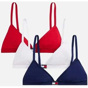Tommy Hilfiger Women's 3-Pack Heritage Logo Triangle Bras, Red/White/Navy - Size: S Tommy Hilfiger Women's 3-Pack Heritage Logo Triangle Bras, Red/White/Navy - Size: S