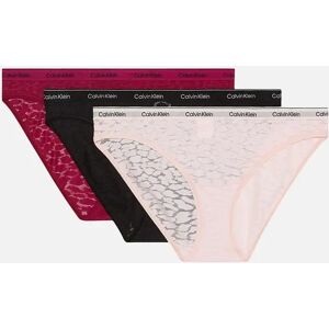 Calvin Klein Women's 3-Pack Icon Lace Bikini Briefs, Beetroot/Black/Pink - Size: S Calvin Klein Women's 3-Pack Icon Lace Bikini Briefs, Beetroot/Black/Pink - Size: S