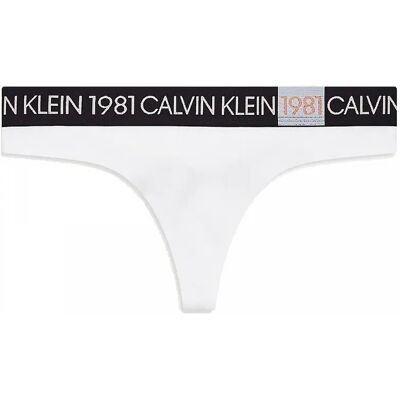 Calvin Klein Women's 1981 Bold Cotton Thong, White - Size: 14 Calvin Klein Women's 1981 Bold Cotton Thong, White - Size: 14