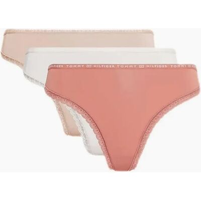 Tommy Hilfiger 3-Pack Floral Lace Thongs (UW0UW02824) - mineralize/balanced beige/pale pink Tommy Hilfiger 3-Pack Floral Lace Thongs (UW0UW02824) - mineralize/balanced beige/pale pink