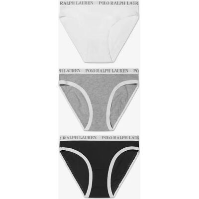 Ralph Lauren Girls Solid 3 Pack Bikini Knickers Set in Black - White - Size: 6 years/5 years Ralph Lauren Girls Solid 3 Pack Bikini Knickers Set in Black - White - Size: 6 years/5 years