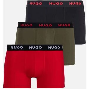 Hugo Boss Men's 3-Pack Classic Logo Boxer Trunks, Black/Red/Khaki - Size: 37/36/32