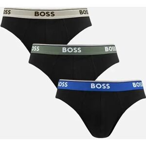 Hugo Boss Men's 3-Pack Power Contrast Waistband Briefs, Black w/ blue/khaki/beige - Black/Black/Black - Size: 35/34/32