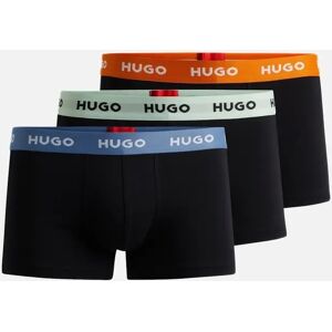 Hugo Boss Men's 3-Pack Classic Logo Boxer Trunks, Black w/ orange/blue/mint - Size: 37/36/32