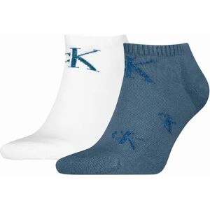 Men's Calvin Klein 2 Pack Logo Trainer Mens Ankle Socks Blue/White - Multi - Size: 2.5/3/3.5/4/12.5/12/11.5/10.5/11/10/15.5/15/14.5/14/13.5/13/7.5/8/8