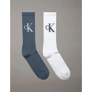Men's Calvin Klein 2 Pack Monogram Mens Socks China Blue - White - Size: 6.5/7/7.5/8/5/5.5/6