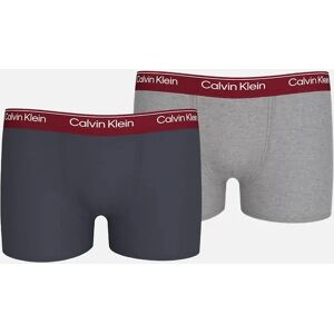 Calvin Klein Boy's Boys 2-Pack Modern Cotton Boxer Trunks, Ash/Grey w/ burgundy - Black/Grey - Size: 10 years/11 years/12 years