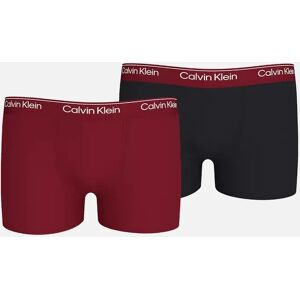 Calvin Klein Boy's Boys 2-Pack Modern Cotton Boxer Trunks, Burgundy/Black - Black/Black/Red/Red - Size: 12 years/13 years/14 years