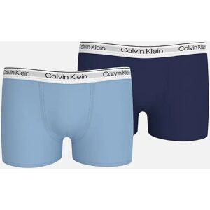 Calvin Klein Boy's Boys 2-Pack Modern Cotton Boxer Trunks, Blue Mix - Navy/Navy - Size: 12 years/13 years/14 years
