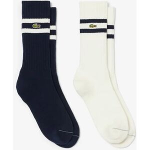 Men's Lacoste Men's Ribbed Cotton Socks - White/Black - Size: 9/9.5/11.5/11/10.5/10/12