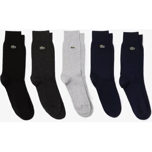 Men's Lacoste Unisex 5-Pack High-Cut Organic Cotton Socks - Navy Blue/Grey Chine/Grey/Black C0U - Black/Black/Black/Black - Size: UK5.5-8 eu39-42
