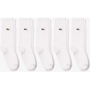 Men's Lacoste Unisex 5-Pack High-Cut Organic Cotton Socks - White JJI - White/White/White/White/White - Size: 9/9.5/11/10/12/10.5/11.5