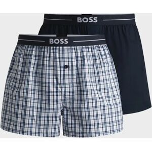 Hugo Boss Men's BOSS Orange Boxer 2-Pack Mens Cotton Pyjama Shorts with Logo Waistbands - Navy - Size: XL