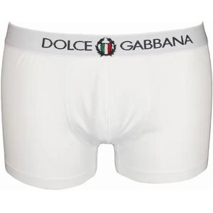 Men's Dolce & Gabbana Stretch Jersey Boxer Trunks with Crest, Optical White - Size: 32/33/32