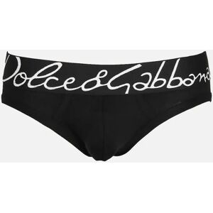 Men's Dolce & Gabbana Stretch Cotton Mid-Rise Briefs, Black - Size: 32/34/35