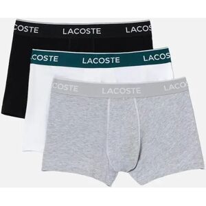 Lacoste Men's 3-Pack Casual Boxer Trunks, Black/White/Grey - Size: 32/34/35