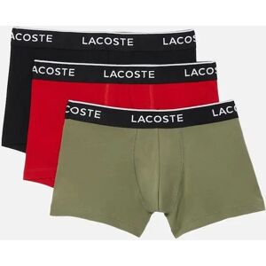 Men's Lacoste 3-Pack Casual Boxer Trunks, Black/Red/Khaki - Tan - Size: 37/36/32