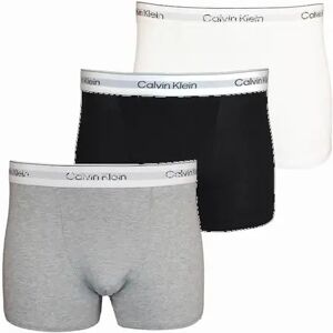 Men's Calvin Klein 3-Pack Icon Cotton Stretch Relaxed Fit Boxer Trunks, Black/White/Grey Heather - Black/Grey - Size: 32/34/35