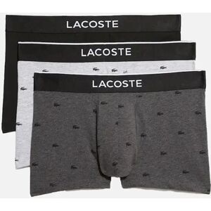 Lacoste Men's 3-Pack Casual Signature Boxer Trunks, Black/Grey - Size: 32/33/32