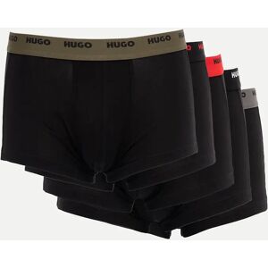 Hugo Boss Men's HUGO 5-Pack Mens Stretch-Cotton Trunks with Logo Waistbands - Black 003 - Size: 37/36/32