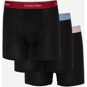 Men's Calvin Klein 3 Pack Icon Cotton Stretch Mens Boxer Briefs - Black Bodies w/ Fall Berry/Frozen F - Size: 35/34/32