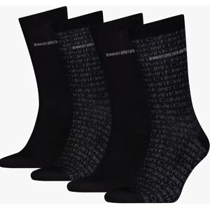 Men's Calvin Klein 4 Pack Giftbox AOP Mens Socks Black - Black/Black