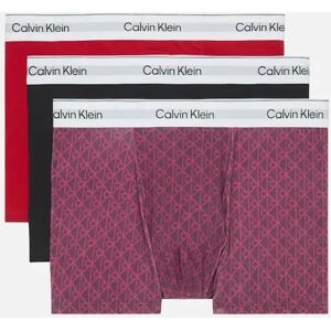 Calvin Klein Men's CK Icon Cotton Stretch Relaxed Fit Trunk 3PK - Black/Dark Berry - Multi - Size: 32/33/32