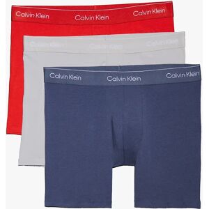 Men's Calvin Klein ICON COTTON STRETCH Mens 3 Pack Boxer Briefs Multicoloured - Navy - Size: 37/36/32