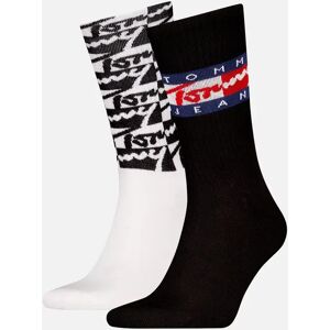 Men's Tommy Hilfiger 2 Pack Trainer Graffiti Mens Crew Socks Black - Size: 6/6.5/7/8/7.5 Men's Tommy Hilfiger 2 Pack Trainer Graffiti Mens Crew Socks Black - Size: 6/6.5/7/8/7.5