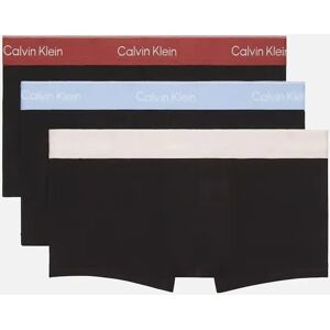 Calvin Klein Men's 3-Pack Icon Cotton Stretch Low-Rise Boxer Trunks, Black with fall berry and frozen - Size: 42/43/32 Calvin Klein Men's 3-Pack Icon Cotton Stretch Low-Rise Boxer Trunks, Black with fall berry and frozen - Size: 42/43/32