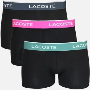 Men's Lacoste 3-Pack Stretch Cotton Logo Waist Boxer Trunks, Black/Falcon/Spruce/Malva - Size: 32/34/35 Men's Lacoste 3-Pack Stretch Cotton Logo Waist Boxer Trunks, Black/Falcon/Spruce/Malva - Size: 32/34/35