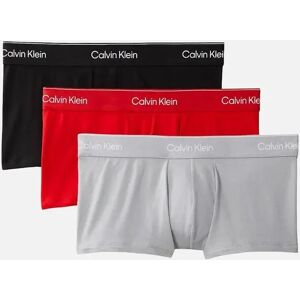 Calvin Klein Men's 3-Pack Icon Cotton Stretch Low-Rise Boxer Trunks, Black / Adrenaline Rush / Sleet - Grey - Size: 33/32/32 Calvin Klein Men's 3-Pack Icon Cotton Stretch Low-Rise Boxer Trunks, Black / Adrenaline Rush / Sleet - Grey - Size: 33/32/32