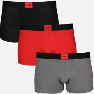 Hugo Boss Men's HUGO 3-Pack Logo Patch Boxer Trunks, Black/Grey/Red - Size: 37/36/32 Hugo Boss Men's HUGO 3-Pack Logo Patch Boxer Trunks, Black/Grey/Red - Size: 37/36/32