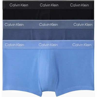 Calvin Klein Men's 3-Pack Icon Cotton Stretch Low-Rise Boxer Trunks, Black/Glacier/Bluebell - Size: 33/32/32 Calvin Klein Men's 3-Pack Icon Cotton Stretch Low-Rise Boxer Trunks, Black/Glacier/Bluebell - Size: 33/32/32