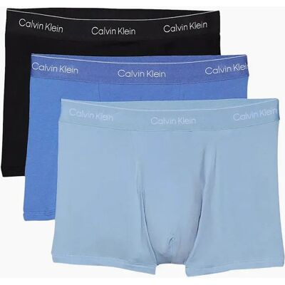 Calvin Klein Men's 3-Pack Icon Cotton Stretch 'Relaxed Dart' Boxer Trunks, Black/Glacier/Bluebell - Size: 29/28/32 Calvin Klein Men's 3-Pack Icon Cotton Stretch 'Relaxed Dart' Boxer Trunks, Black/Glacier/Bluebell - Size: 29/28/32
