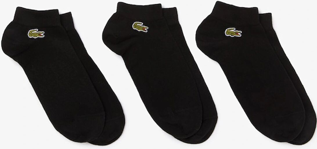 Men's Lacoste Men's Pack of 3 Pairs of Low Sport Trainer Socks - Black/Black/Black - Size: 9/9.5/11.5/11/10.5/10/12