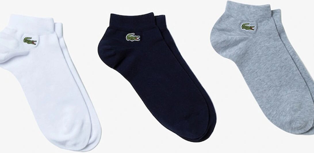 Men's Lacoste Men's Pack of 3 Pairs of Low Sport Trainer Socks - Black/Blue - Size: 9/9.5/11.5/11/10.5/10/12