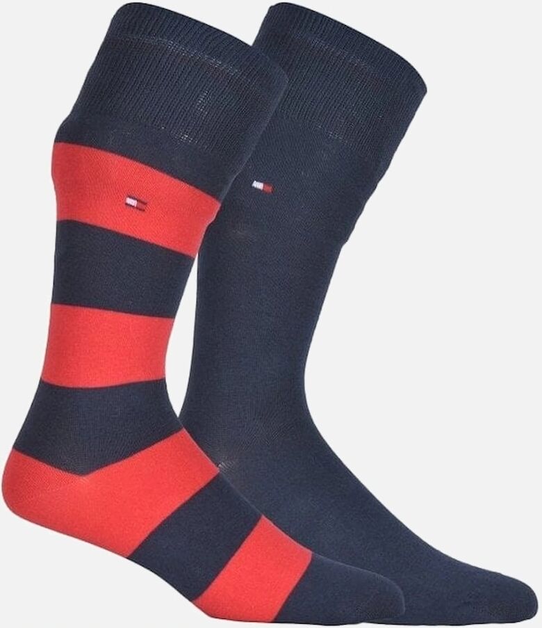 Tommy Hilfiger Men's 2-Pack Rugby Stripe Socks, Red/Navy - Size: 9/9.5/10/10.5/11/11.5/12
