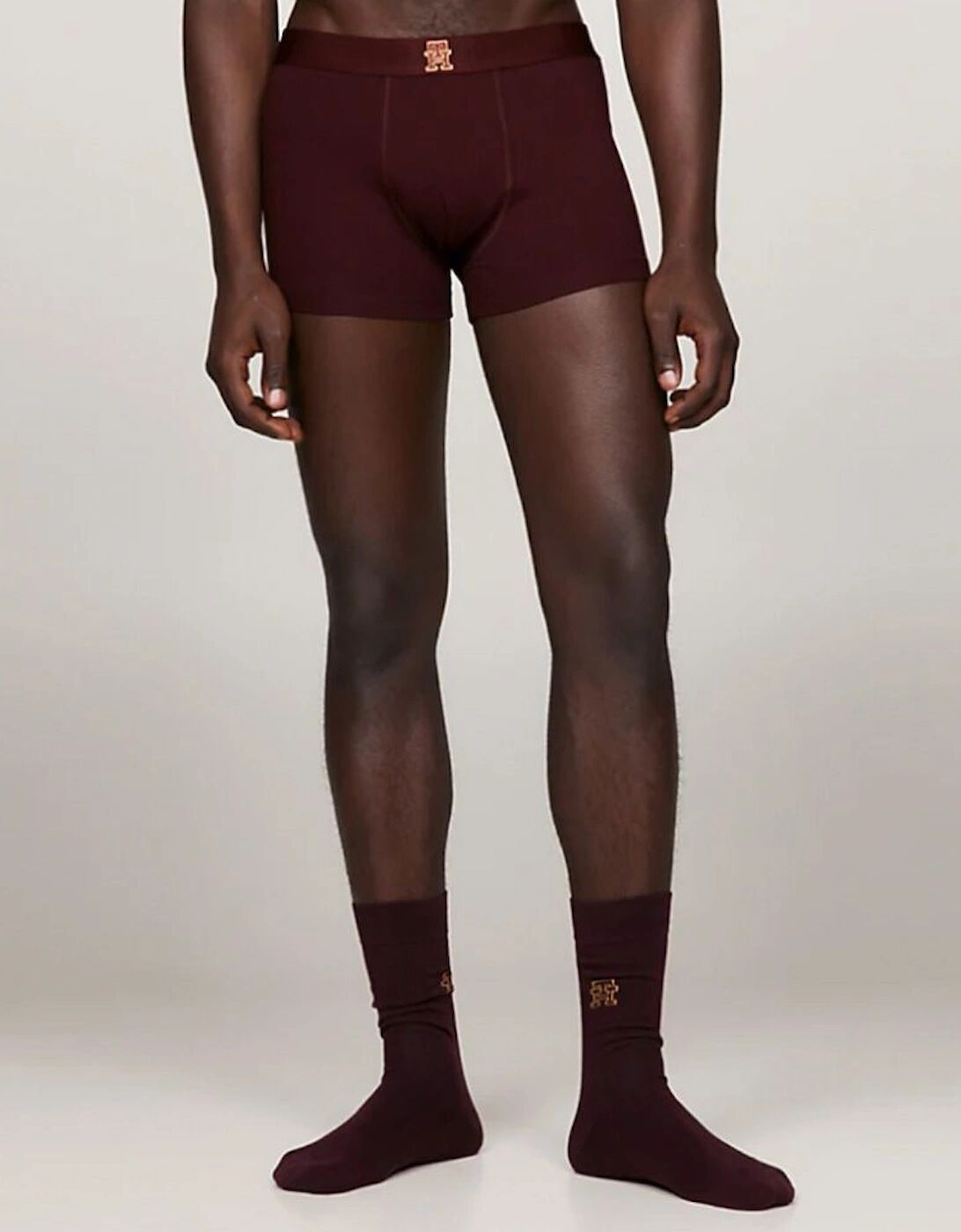 Men's Tommy Hilfiger TRUNK & SOCK SET Mens Gift Sets Deep Burgundy/ Deep Burgundy - Red - Size: 32/33/32