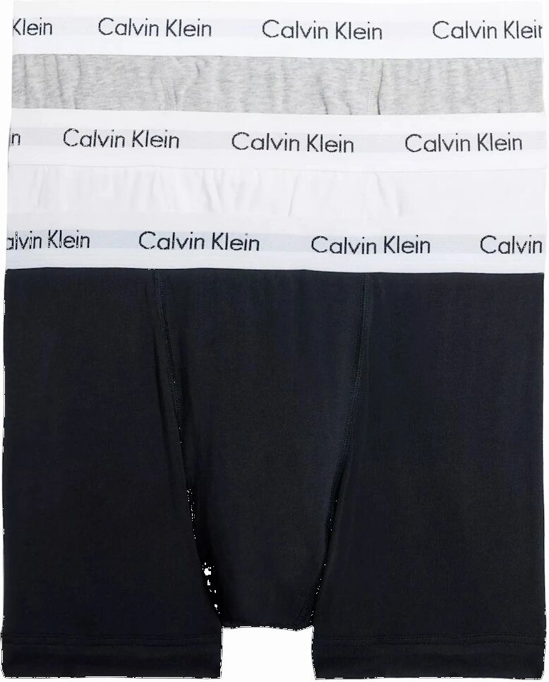 Men's Calvin Klein 3 Pack Cotton Stretch Trunks - Black/Grey/White - Size: 32/33/32