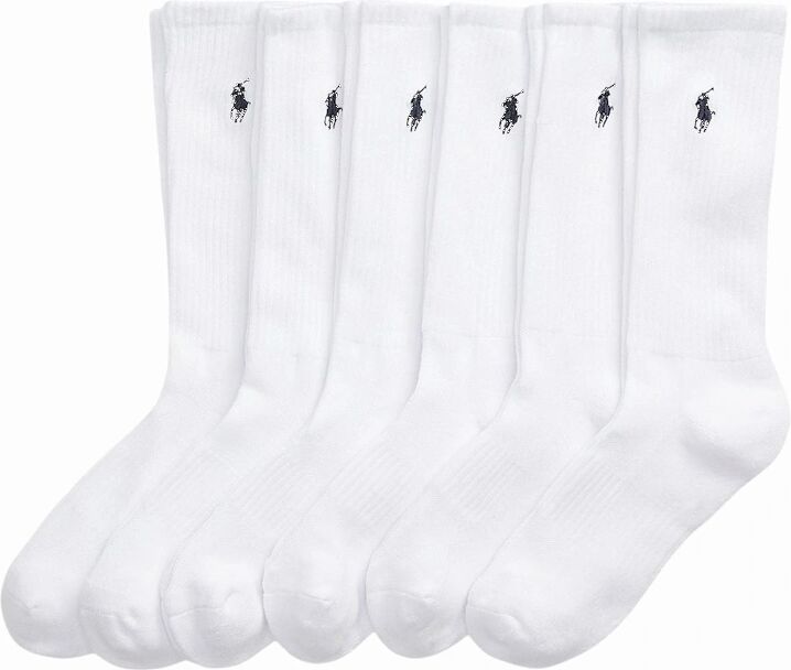 Polo Ralph Lauren Men's Ralph Lauren Cotton-Blend Crew Sock 6-Pack - White - Size: 16/14.5/8/15/8.5/15.5/9/13/13.5/14/6.5/7/7.5/11.5/5/12/5.5/12.5/6/3.5/3/10.5/4/11/4.5