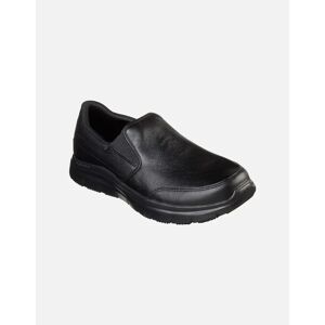 Men's Skechers Mens Leather Flex Advantage SR - Bronwood Slip On Shoes - Black - Size: 11