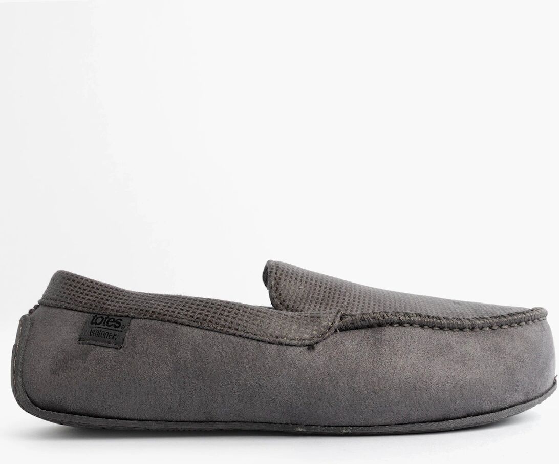 Men's Totes Isotoner SQUARE PATTERNED SMART MOCCASIN Mens Moccasin Slippers Grey - Size: 11