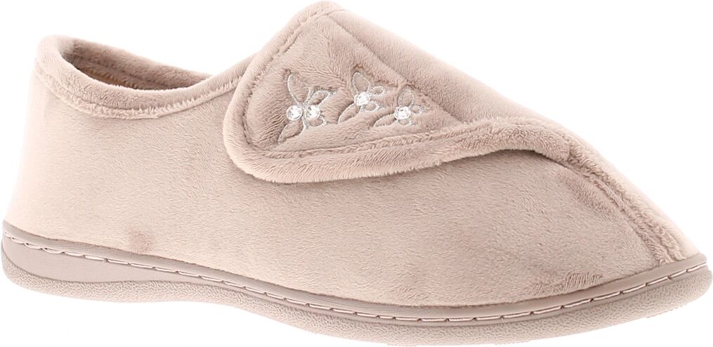 Women's Strollers Womens Slippers Touch Fastening Wide Fitting Ava beige UK Size - Cream - Size: 5