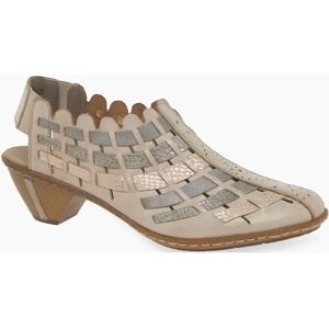 Rieker Women's Sina Leather Woven Heeled Shoes - Tan - Size: 8 Rieker Women's Sina Leather Woven Heeled Shoes - Tan - Size: 8